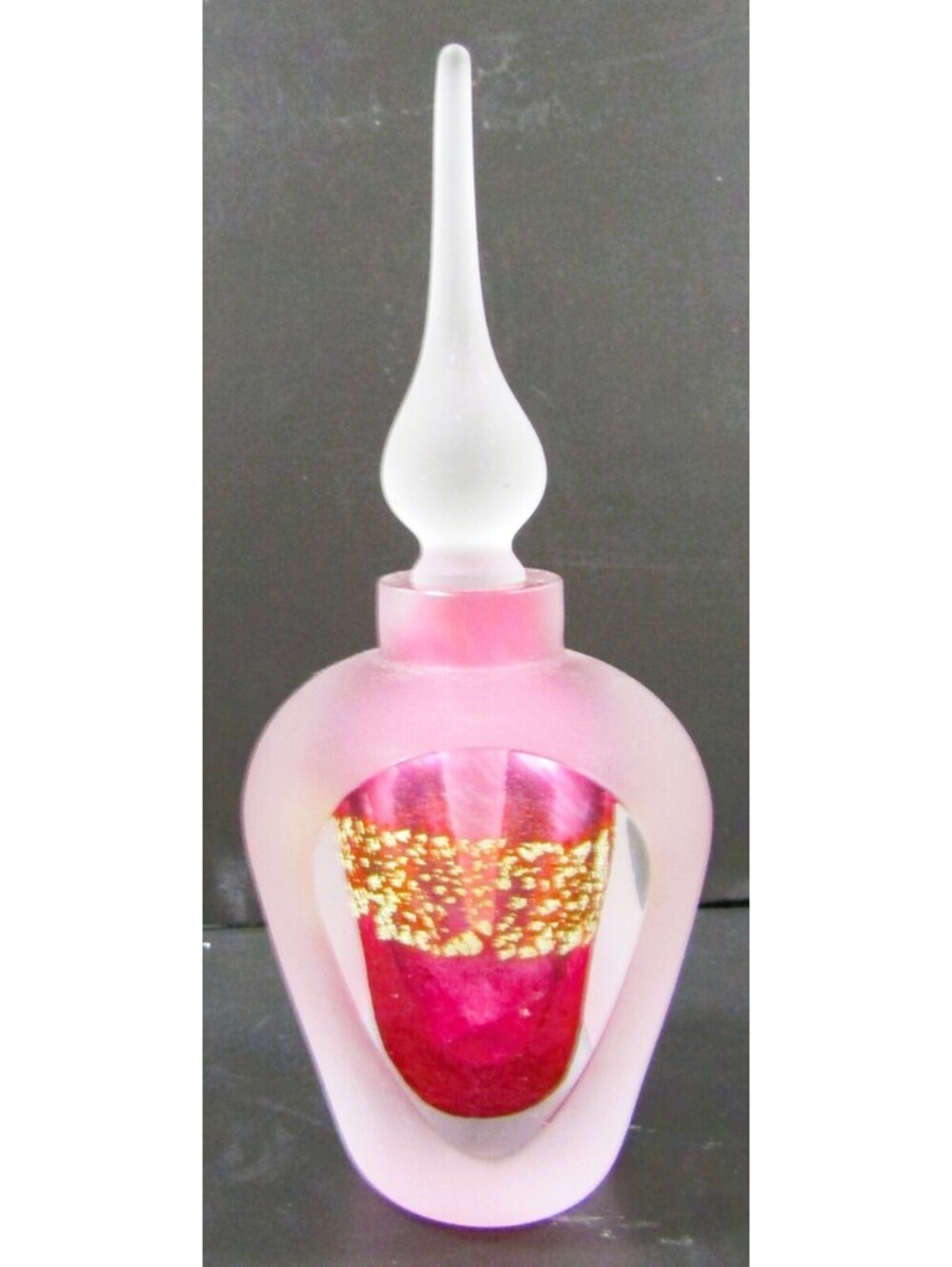 Frosted Window Magenta Clear Cased Glass Perfume Bottle Sommerso Style